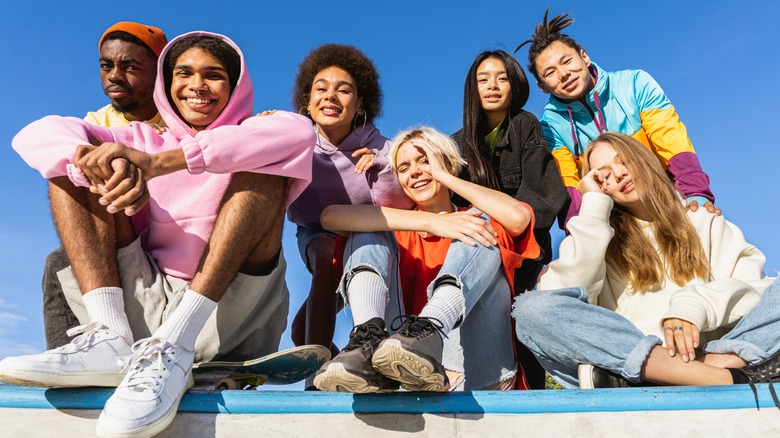 happy friends chilling