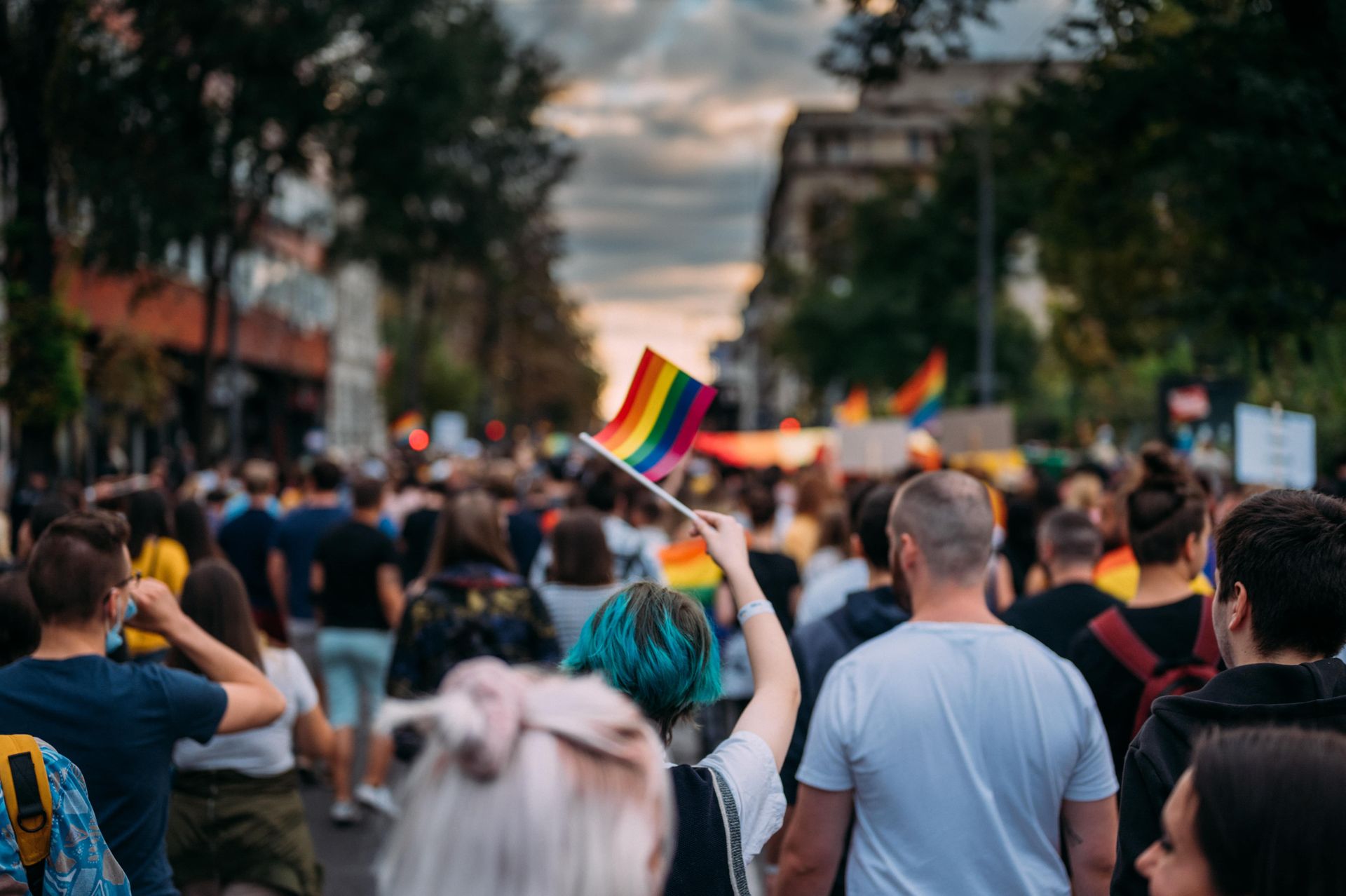 protest with flag