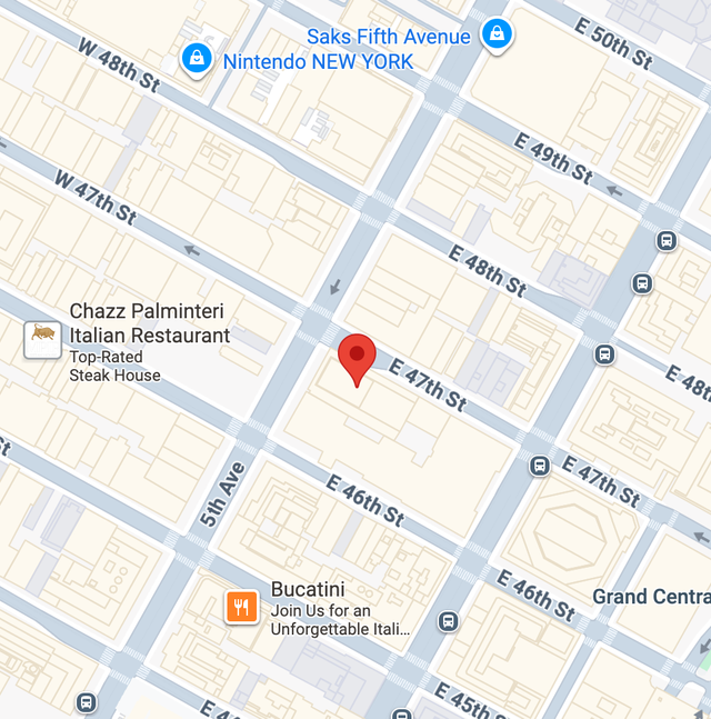 Map of New York showing Rainbow Railroad office